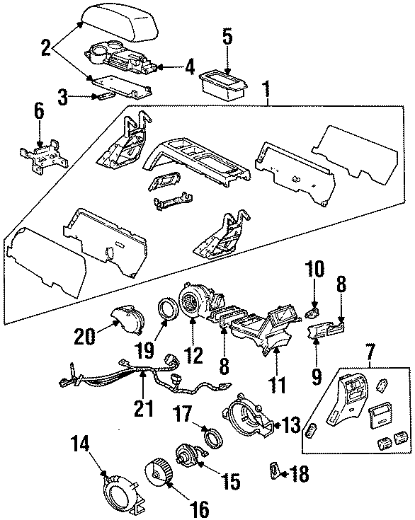 Diagram CENTER CONSOLE. for your Cadillac Seville  