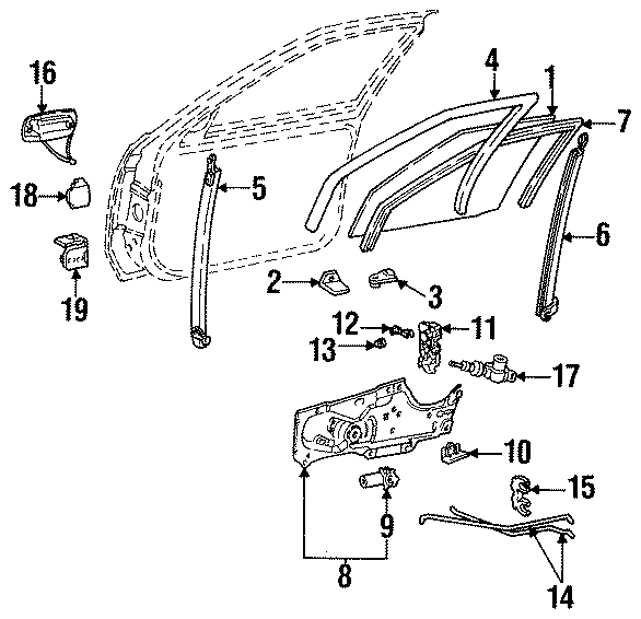 Diagram FRONT DOOR. GLASS & HARDWARE. for your 2021 Cadillac XT4   