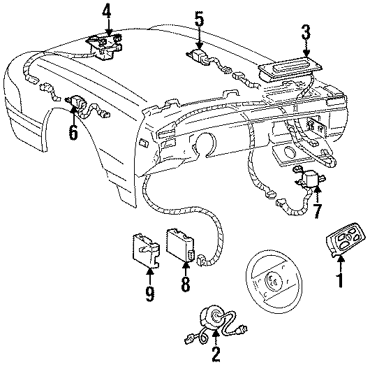 Diagram RESTRAINT SYSTEMS. AIR BAG COMPONENTS. for your 2022 Chevrolet Silverado   