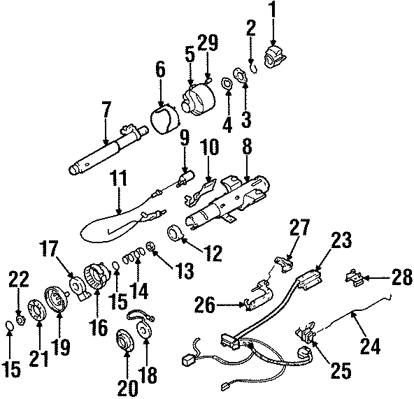 Diagram STEERING COLUMN. LOWER COMPONENTS. for your 2005 Chevrolet Astro Base Extended Cargo Van 4.3L Vortec V6 A/T AWD 