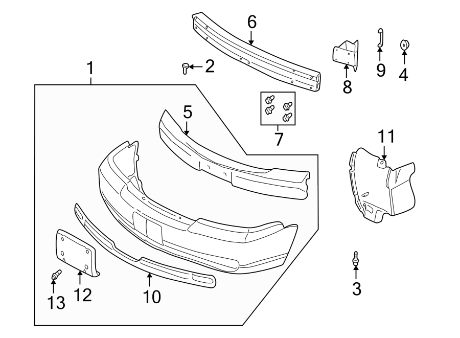 7FRONT BUMPER. BUMPER & COMPONENTS.https://images.simplepart.com/images/parts/motor/fullsize/BC98000.png