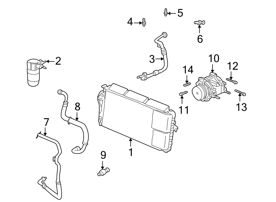 Diagram AIR CONDITIONER & HEATER. COMPRESSOR & LINES. CONDENSER. for your 2005 Chevrolet Trailblazer   