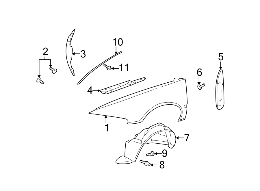 Diagram Fender & components. for your 2023 Buick Enclave    