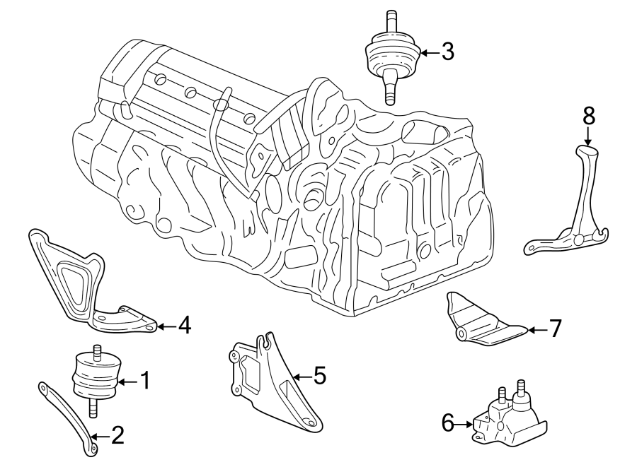 Diagram ENGINE / TRANSAXLE. ENGINE & TRANS MOUNTING. for your 2011 GMC Sierra 2500 HD 6.0L Vortec V8 FLEX A/T 4WD SLT Crew Cab Pickup 