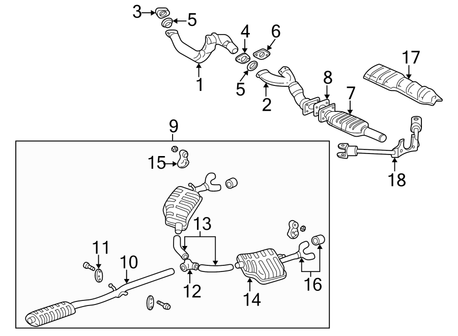 Diagram EXHAUST SYSTEM. EXHAUST COMPONENTS. for your 2016 Chevrolet Camaro  LT Coupe 