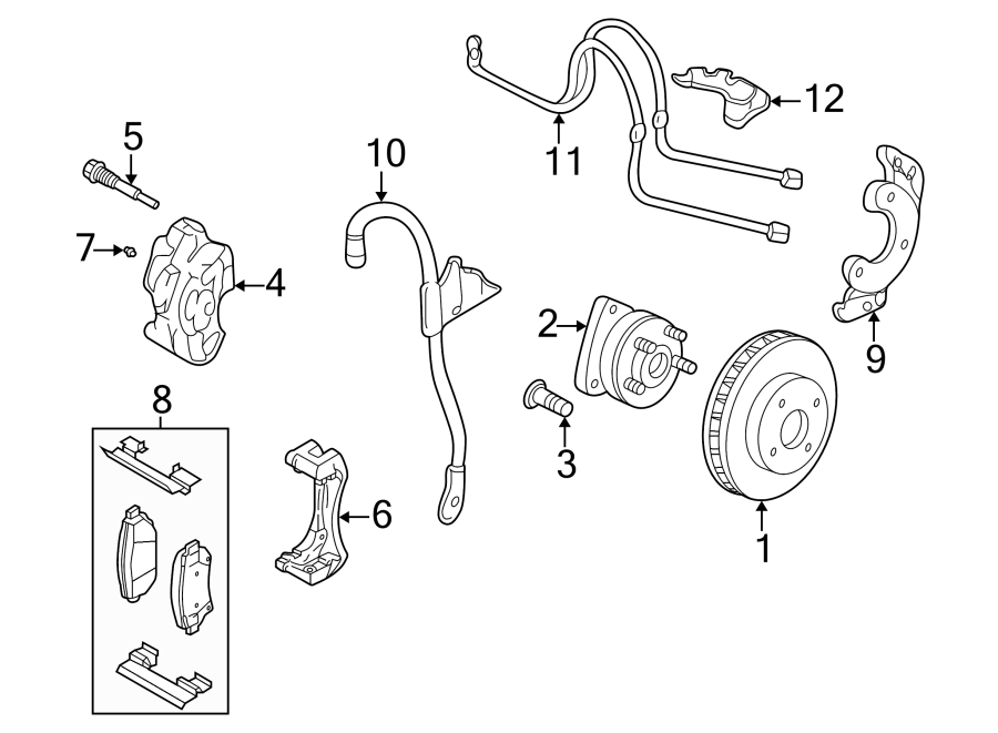 Diagram FRONT SUSPENSION. BRAKE COMPONENTS. for your 2007 Buick Lucerne   