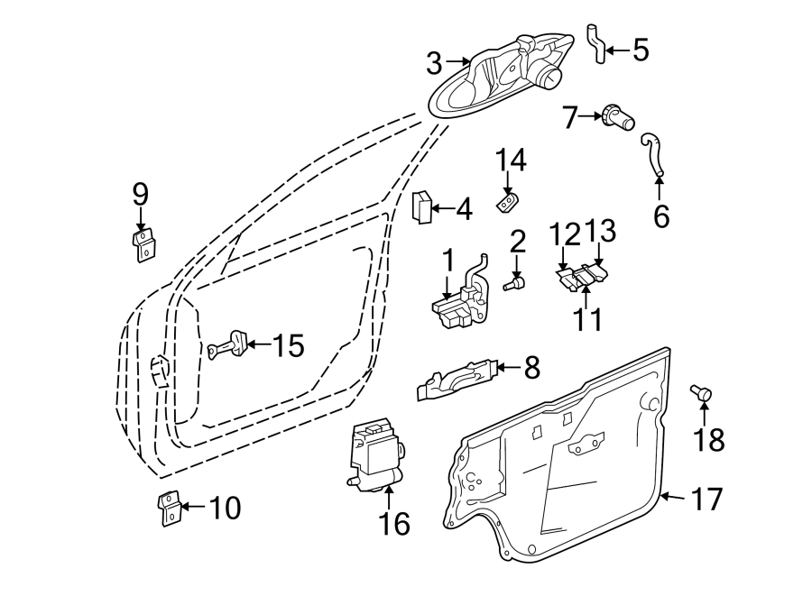 Diagram FRONT DOOR. LOCK & HARDWARE. for your 2021 GMC Sierra 2500 HD 6.6L V8 A/T RWD SLE Extended Cab Pickup Fleetside 