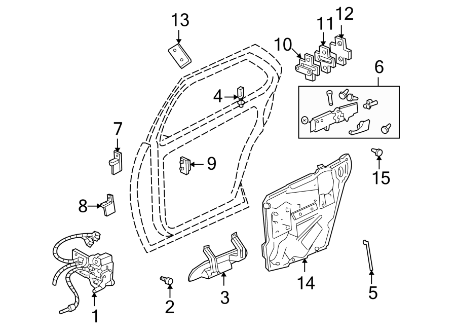 Diagram Rear door. Lock & hardware. for your 2014 Chevrolet Spark   