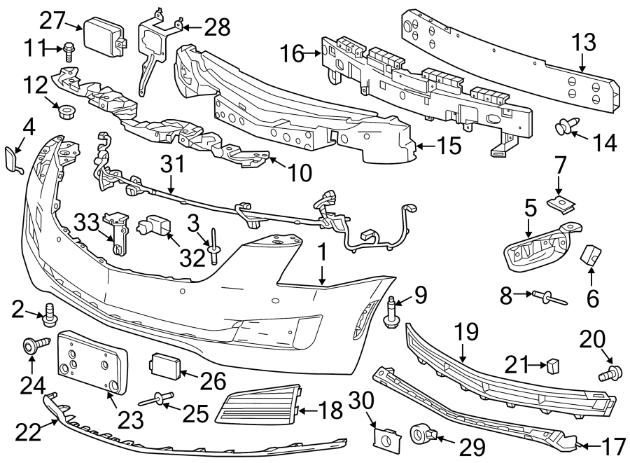 Diagram FRONT BUMPER & GRILLE. BUMPER & COMPONENTS. for your 2011 GMC Sierra 2500 HD 6.6L Duramax V8 DIESEL A/T 4WD SLE Standard Cab Pickup 