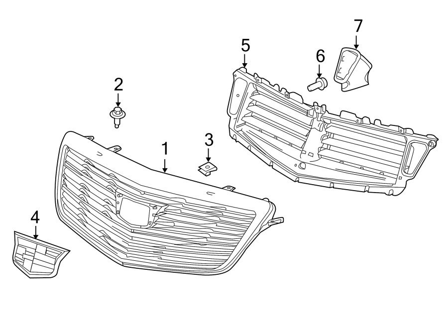 FRONT BUMPER & GRILLE. GRILLE & COMPONENTS. Diagram