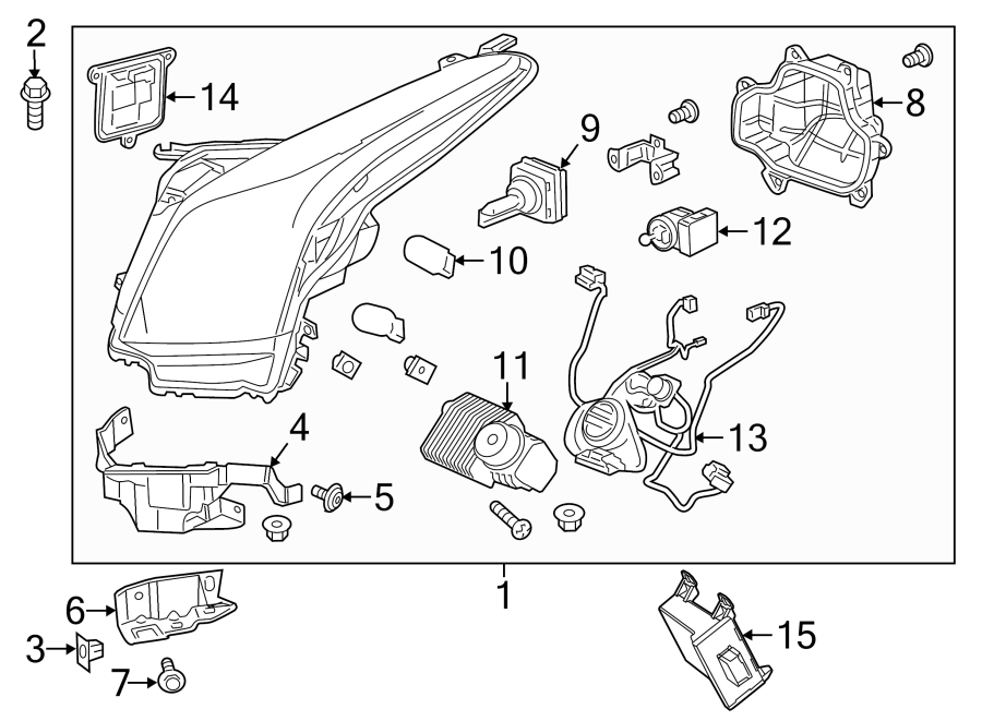 Diagram FRONT LAMPS. HEADLAMP COMPONENTS. for your 2008 Chevrolet Colorado   