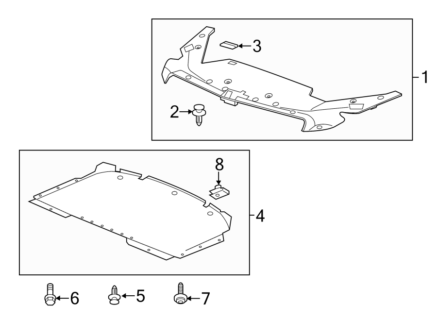 Diagram RADIATOR SUPPORT. SPLASH SHIELDS. for your 2015 Cadillac ATS Base Sedan 2.5L Ecotec M/T RWD 