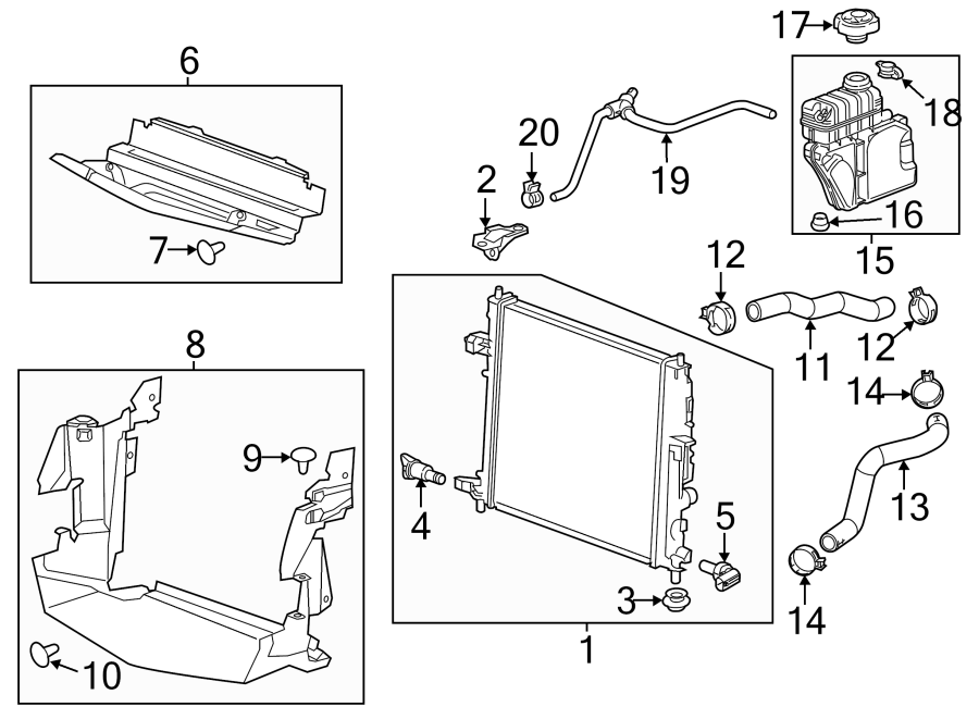 Diagram RADIATOR & COMPONENTS. for your 2021 Chevrolet Express 2500   