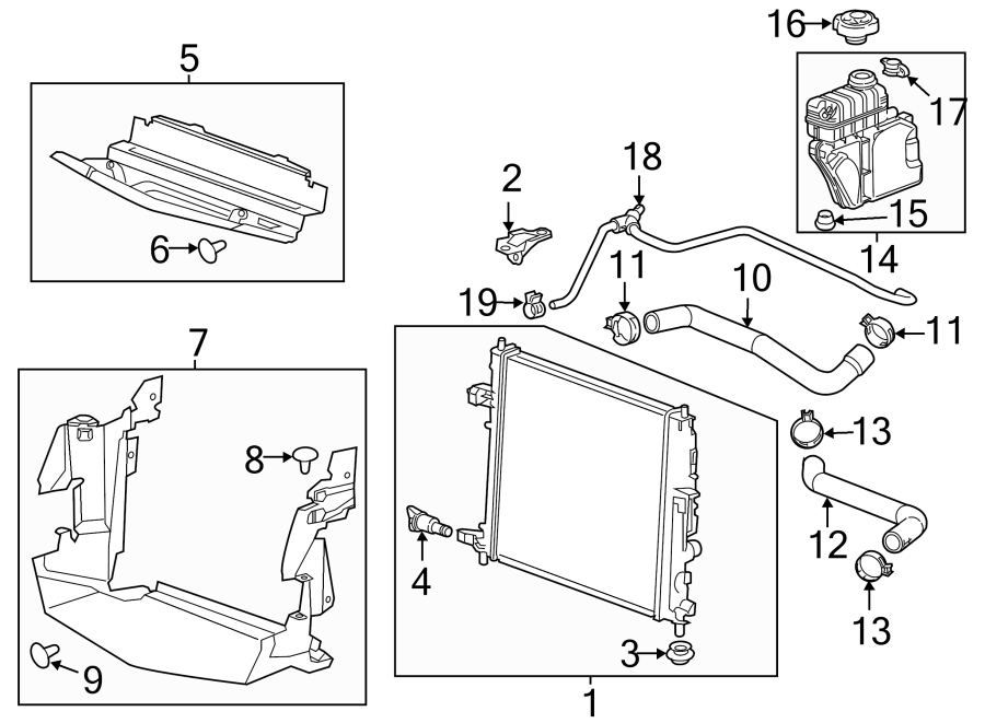 Diagram RADIATOR & COMPONENTS. for your 2021 Chevrolet Express 3500   