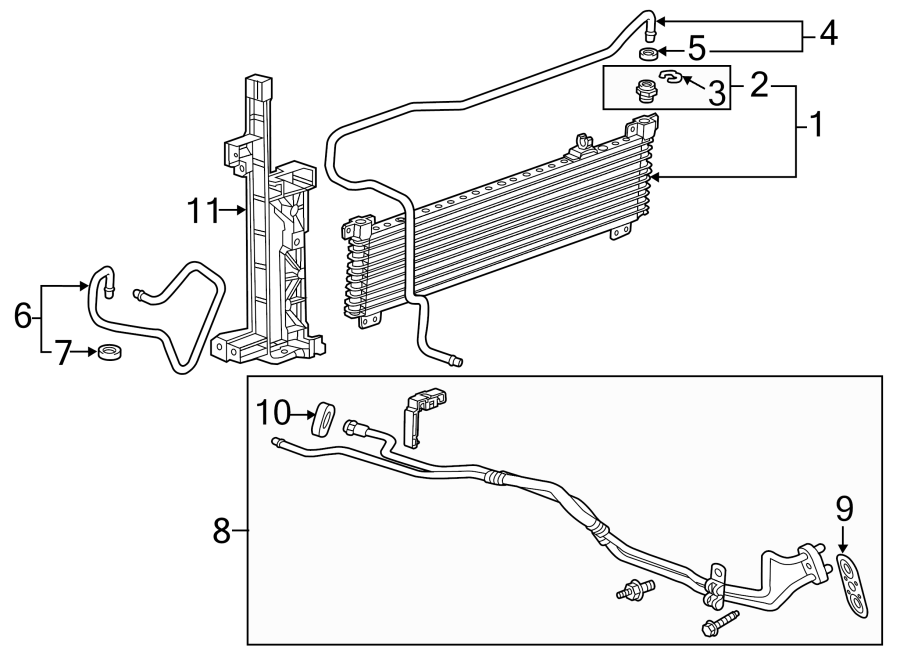 Diagram TRANS OIL COOLER. for your 2021 Chevrolet Camaro 6.2L V8 M/T SS Coupe 