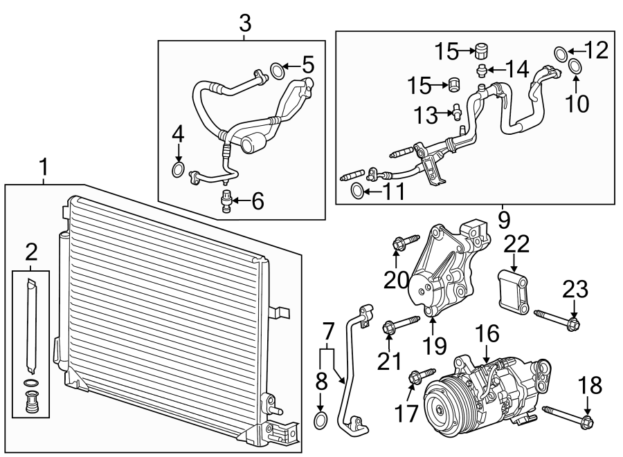 AIR CONDITIONER & HEATER. COMPRESSOR & LINES. CONDENSER. Diagram