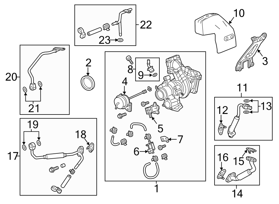 Diagram TURBOCHARGER & COMPONENTS. for your 2000 Buick Century   