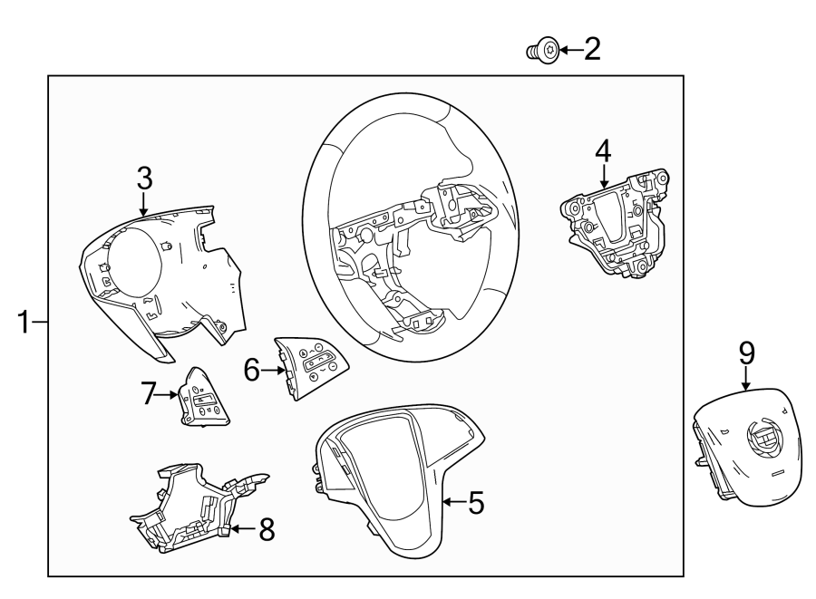 Diagram STEERING WHEEL & TRIM. for your 2021 Chevrolet Corvette   