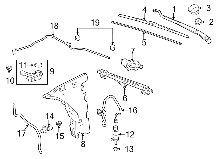 Diagram WINDSHIELD. WIPER & WASHER COMPONENTS. for your 1986 Buick Century   