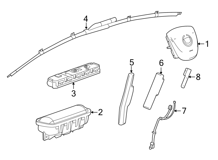 Diagram RESTRAINT SYSTEMS. AIR BAG COMPONENTS. for your 2018 Chevrolet Sonic   