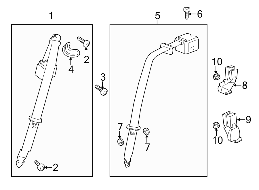 Diagram RESTRAINT SYSTEMS. REAR SEAT BELTS. for your 2019 GMC Sierra 2500 HD 6.0L Vortec V8 A/T RWD Base Crew Cab Pickup Fleetside 