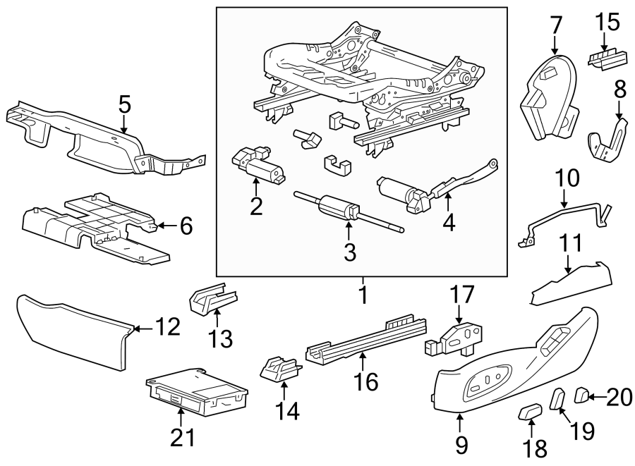 Diagram SEATS & TRACKS. TRACKS & COMPONENTS. for your 2004 Cadillac Escalade EXT   