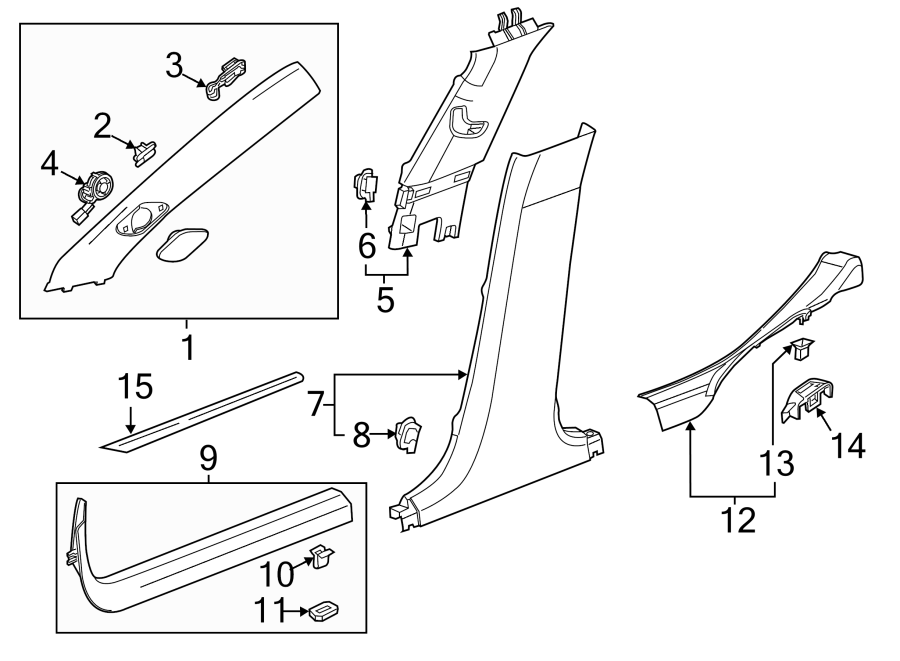 Diagram PILLARS. ROCKER & FLOOR. INTERIOR TRIM. for your 2007 GMC Sierra 1500 Classic SL Extended Cab Pickup 4.8L Vortec V8 M/T 4WD 