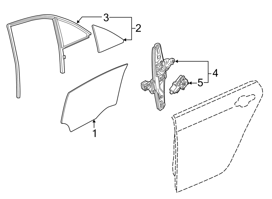 Diagram REAR DOOR. GLASS & HARDWARE. for your 2014 Chevrolet Spark 1.2L Ecotec M/T LT Hatchback 