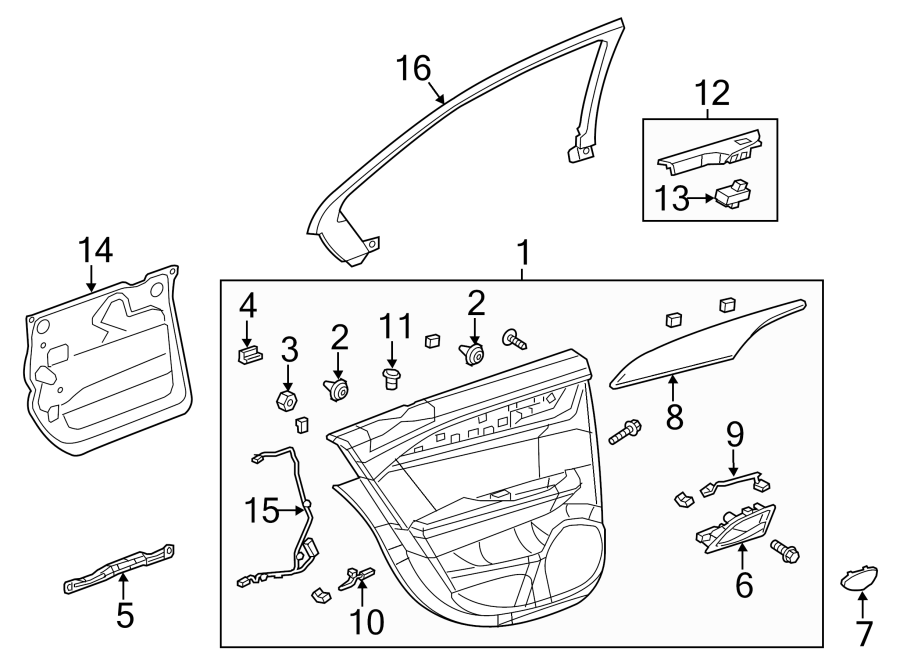 Diagram REAR DOOR. INTERIOR TRIM. for your 2019 Cadillac ATS   