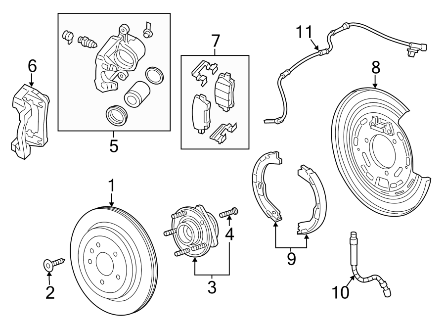 Diagram REAR SUSPENSION. BRAKE COMPONENTS. for your 2013 Cadillac