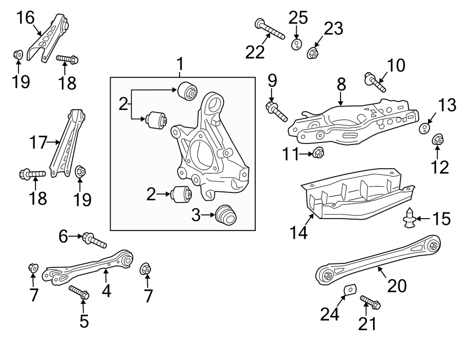 Diagram REAR SUSPENSION. SUSPENSION COMPONENTS. for your 2015 GMC Sierra 2500 HD 6.0L Vortec V8 A/T 4WD Base Crew Cab Pickup Fleetside 