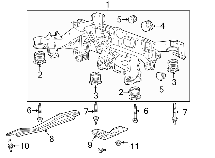 Diagram REAR SUSPENSION. SUSPENSION MOUNTING. for your 2018 GMC Sierra 2500 HD 6.0L Vortec V8 FLEX A/T RWD SLE Extended Cab Pickup Fleetside 