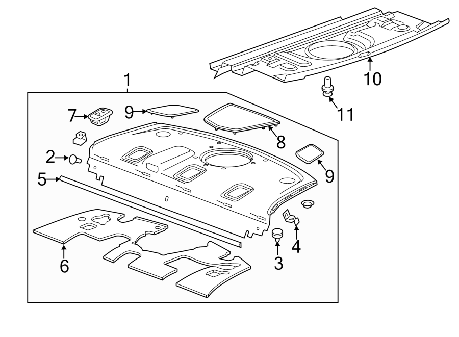 Diagram REAR BODY & FLOOR. INTERIOR TRIM. for your 2005 Cadillac Escalade EXT   