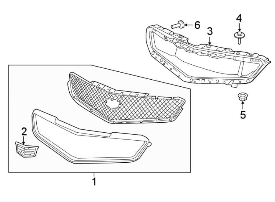 1FRONT BUMPER & GRILLE. GRILLE & COMPONENTS.https://images.simplepart.com/images/parts/motor/fullsize/BD13642.png