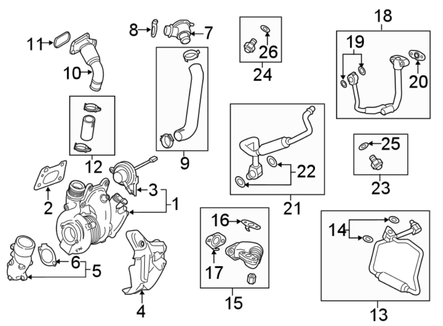 Diagram Front suspension. Turbocharger & components. for your Chevrolet Spark  