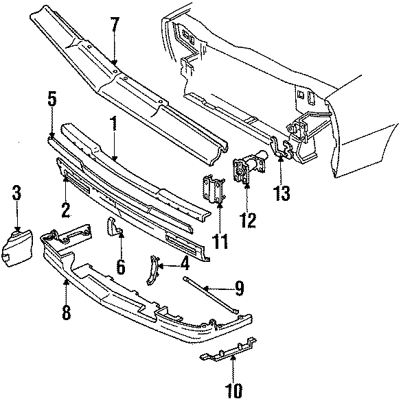 Cadillac Cimarron Energy Absorber. 1985-88. Bumper, Front - 22041530 