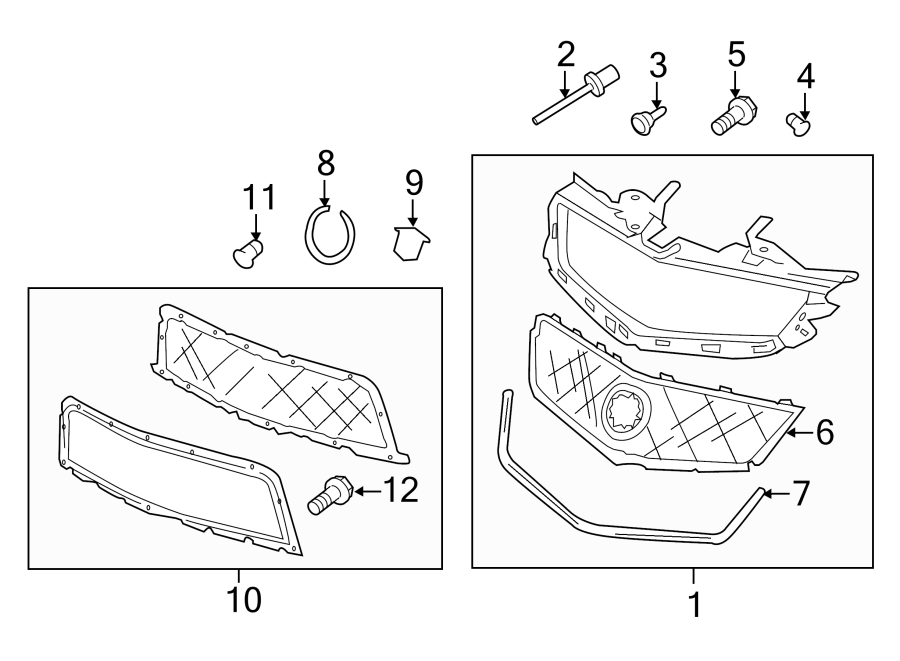 Diagram GRILLE & COMPONENTS. for your 1984 Buick Century   