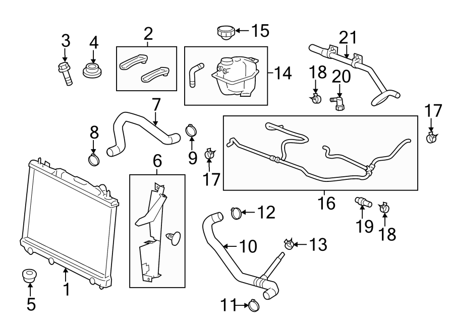 Diagram RADIATOR & COMPONENTS. for your 2018 Chevrolet Equinox   