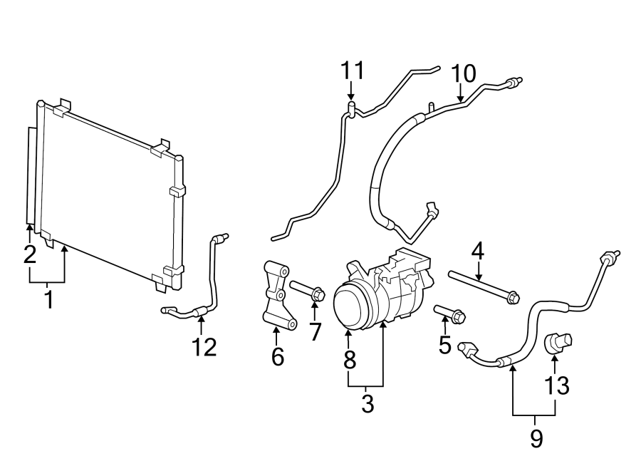 Diagram AIR CONDITIONER & HEATER. COMPRESSOR & LINES. CONDENSER. for your 1995 Chevrolet K1500  Base Standard Cab Pickup Stepside 6.5L V8 DIESEL M/T 