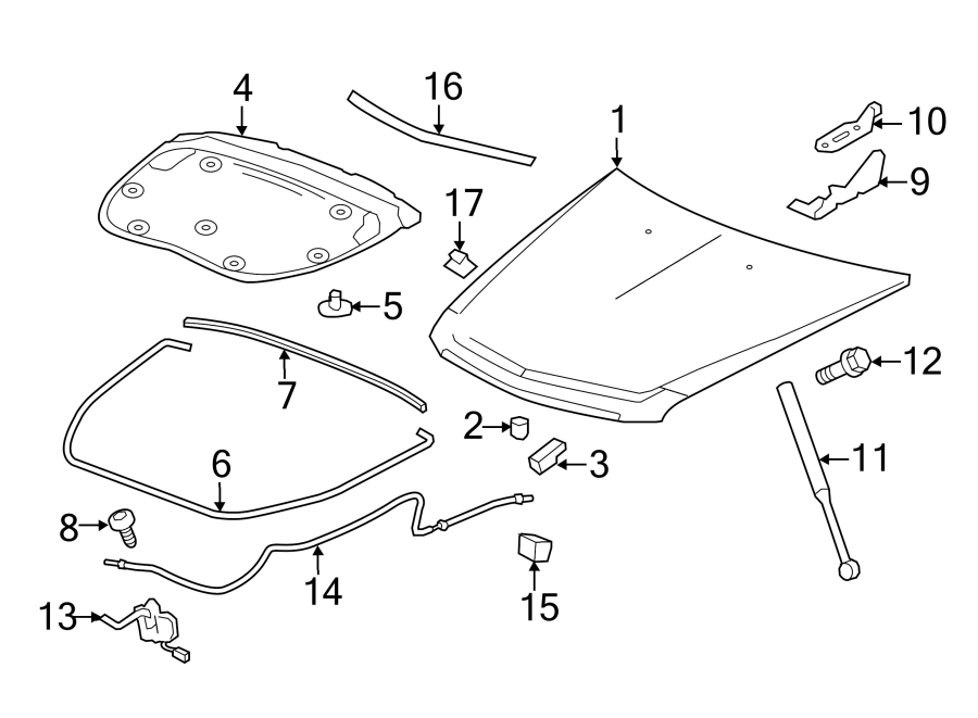 Diagram EXTERIOR TRIM. HOOD & COMPONENTS. for your 2007 GMC Sierra 1500 Classic SL Extended Cab Pickup  