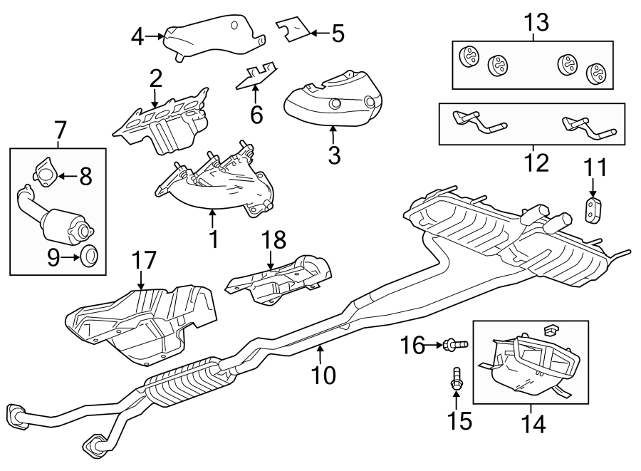 Diagram EXHAUST SYSTEM. EXHAUST COMPONENTS. for your 2022 Chevrolet Camaro  ZL1 Convertible 