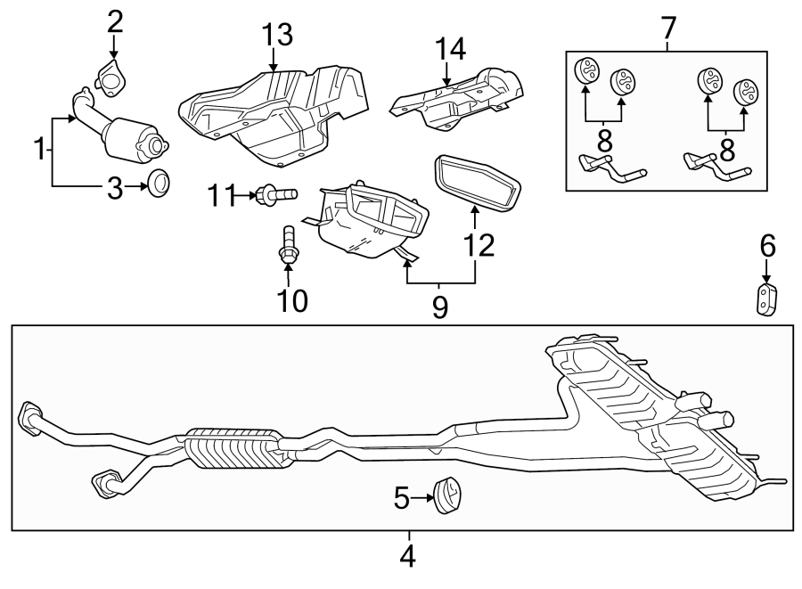 Diagram EXHAUST SYSTEM. EXHAUST COMPONENTS. for your 2018 Chevrolet Equinox 1.6L DIESEL A/T FWD LT Sport Utility 