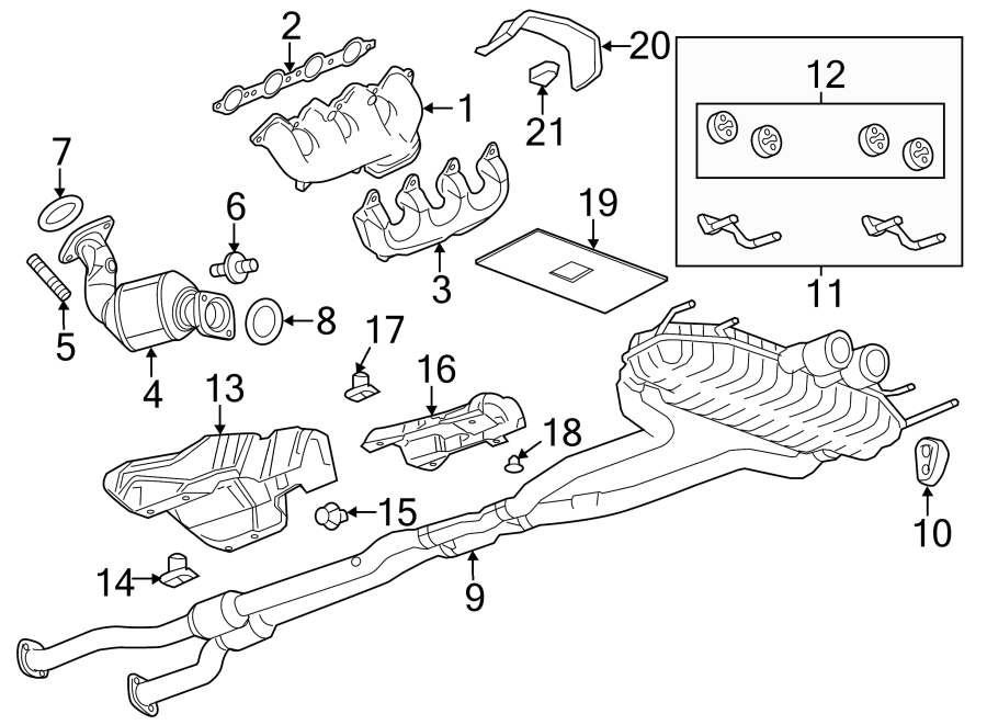 Diagram EXHAUST SYSTEM. EXHAUST COMPONENTS. for your 2023 Cadillac XT5 Livery Hearse  