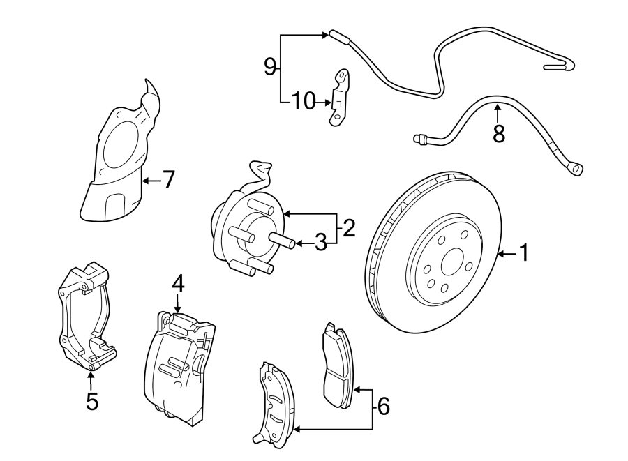 2FRONT SUSPENSION. BRAKE COMPONENTS.https://images.simplepart.com/images/parts/motor/fullsize/BE11355.png