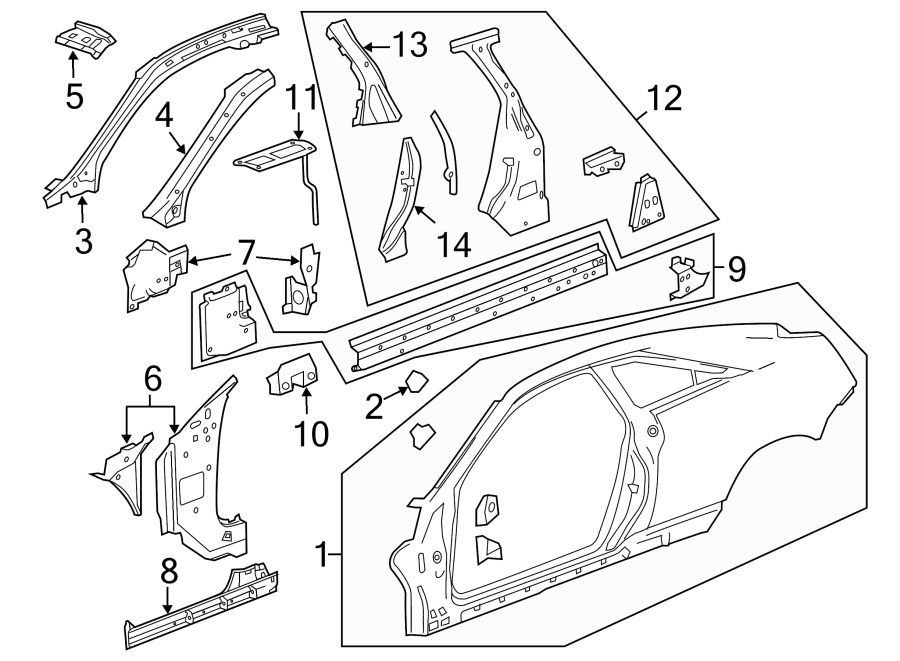 12PILLARS. ROCKER & FLOOR. HINGE PILLAR. LOCK PILLAR. UNISIDE.https://images.simplepart.com/images/parts/motor/fullsize/BE11575.png