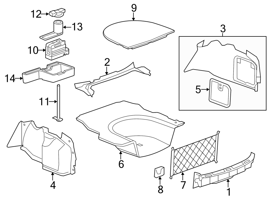 Diagram REAR BODY & FLOOR. INTERIOR TRIM. for your Cadillac ATS  