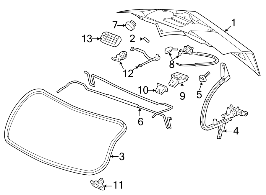 Diagram TRUNK LID. LID & COMPONENTS. for your 2020 Chevrolet Suburban    