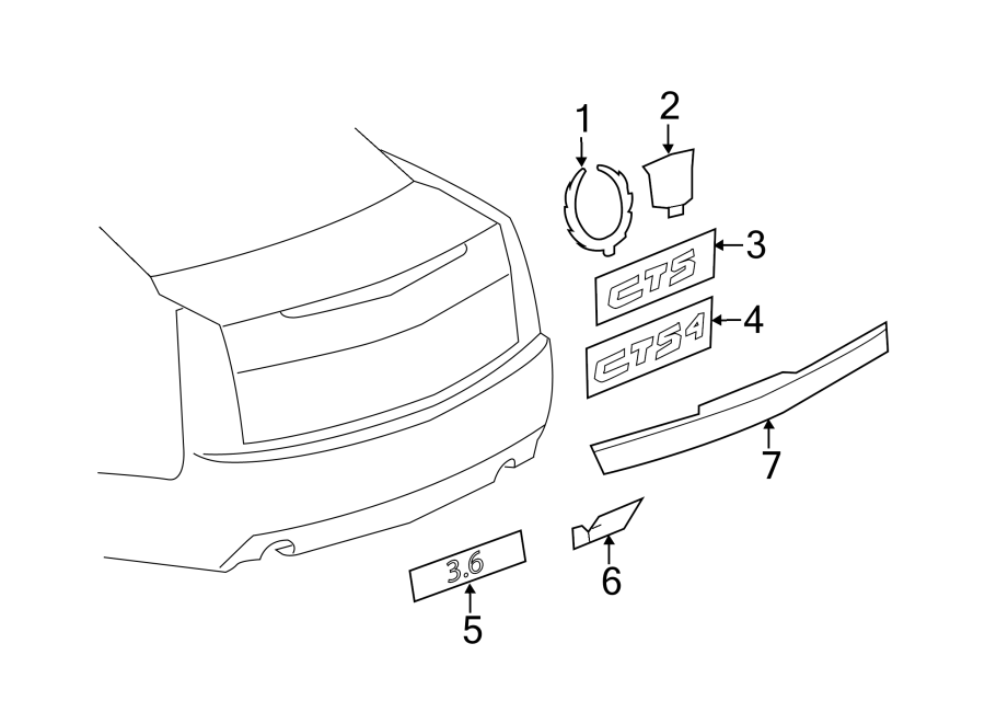 Diagram TRUNK LID. EXTERIOR TRIM. for your Cadillac CTS  