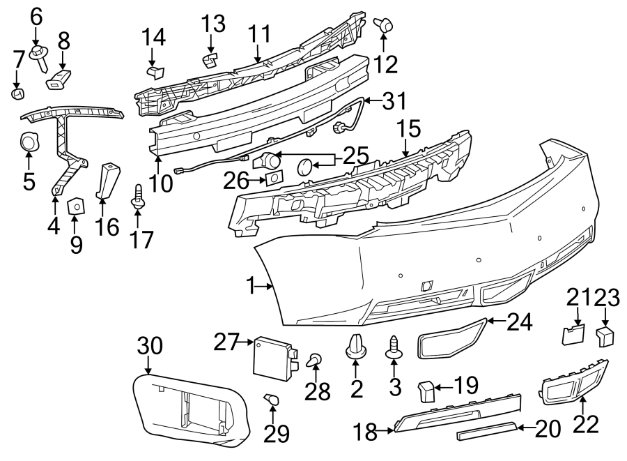 Diagram REAR BUMPER. BUMPER & COMPONENTS. for your 2014 Chevrolet Spark   