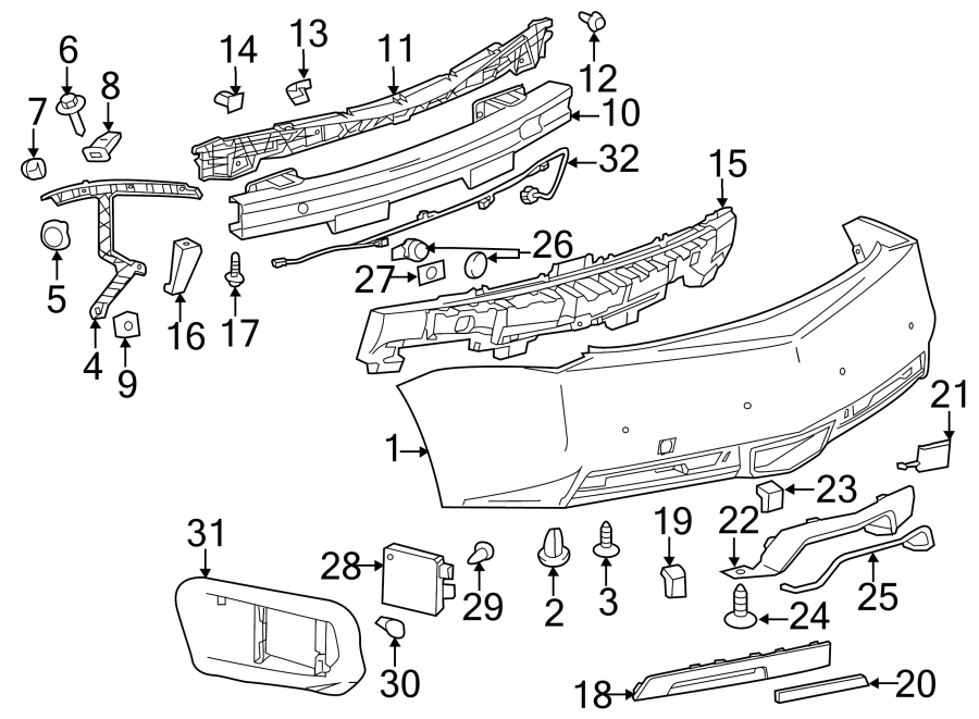 Diagram REAR BUMPER. BUMPER & COMPONENTS. for your 2014 Chevrolet Spark   